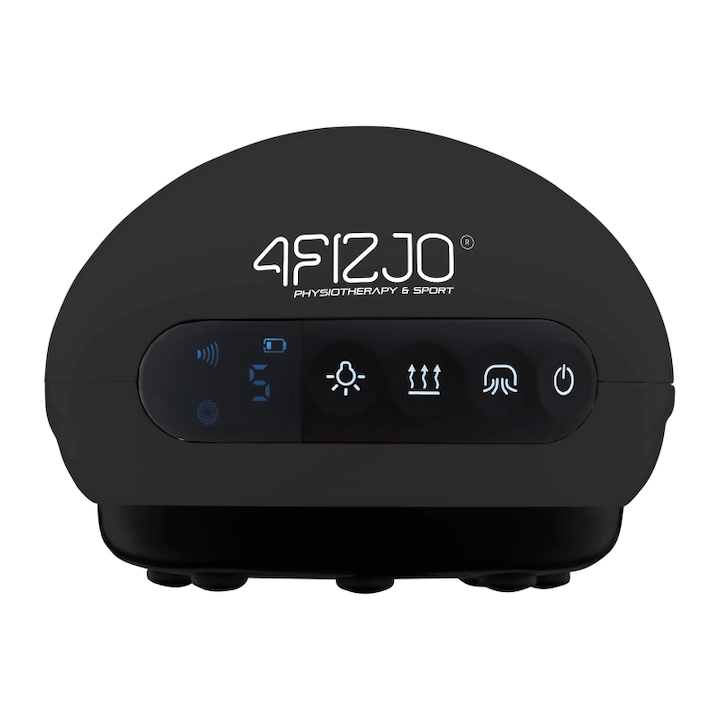 Aparat electric de masaj anticelulitic 4FIZJO, reincarcabil prin USB, 3 niveluri de incalzire, lumina rosie, tip ventuza, 5 niveluri de presiune, masaj anticelulitic, detoxifiere, baterie de 2200 mAh, Negru