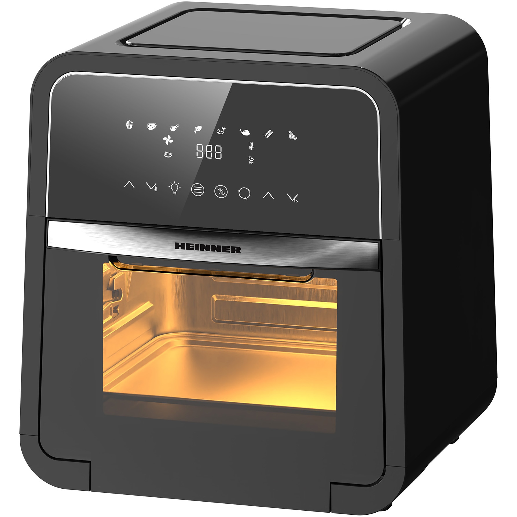 Friteuza cu aer cald Heinner Masterfry HAF-B12BK2000, 2000w, functie cuptor, capacitate: 12l, display digital cu control touch, timer 60 min, deshidratare 24h, temperatura 30-200 g