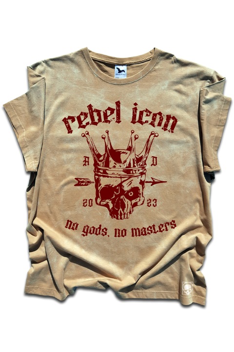 Férfi póló, Rebel Icon, No Gods No Masters, Sötétbézs