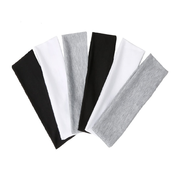 Set 6 bentite de par, Cafuneplus®, Unisex, Fitness, Negru/Gri/Alb