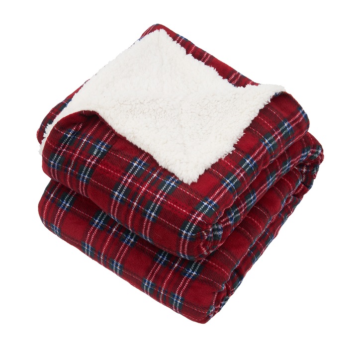 Patura blanita Red Squares Heinner Home, 200x220 cm, poliester 100%, multicolor