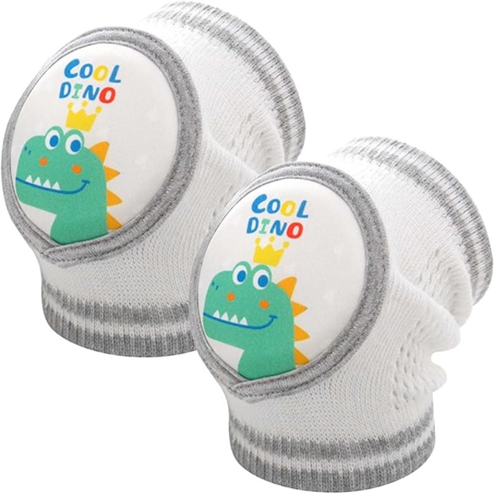 Genunchiere pentru copii, Cafuneplus®, 0-4 ani, Circumferinta piciorului 18-28 cm, Anti-coliziune, Bumbac Superior, Din material respirabil, Model de dinozaur