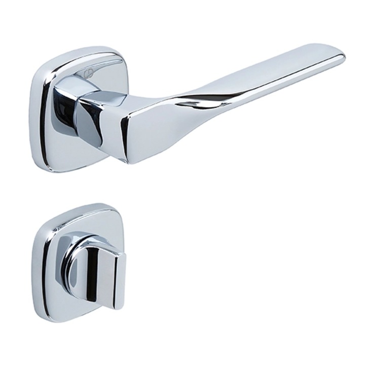 Set maner usa baie Ava CB, cu rozeta patrata, finisaj crom lucios CB