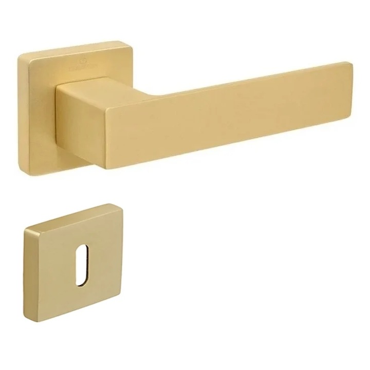 Set maner usa camera Cube, cu rozeta patrata, finisaj alama satin CB