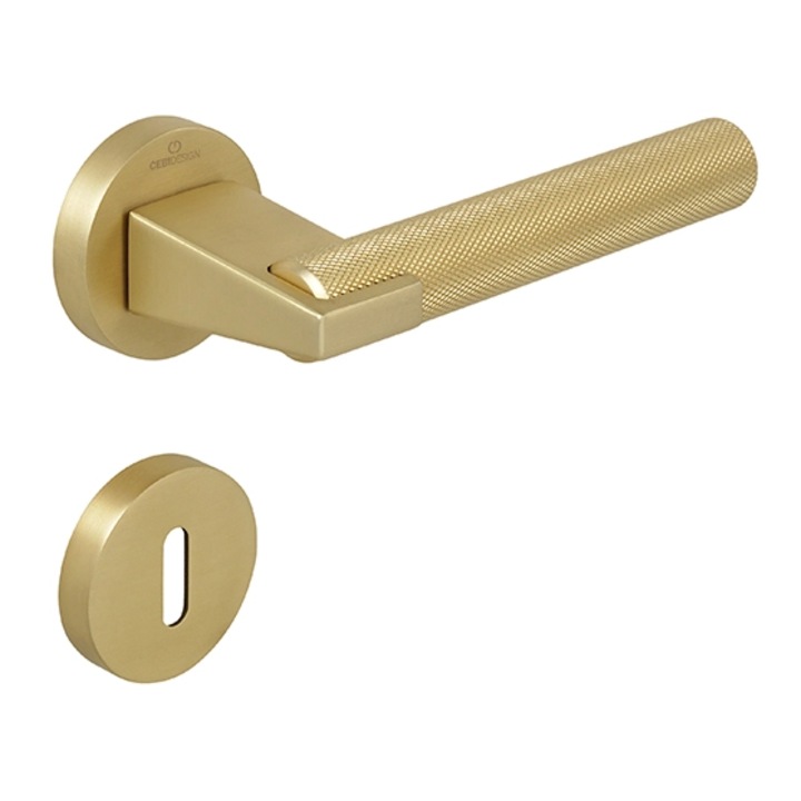 Set maner usa camera Dora Knurling, cu rozeta rotunda, finisaj alama satin CB