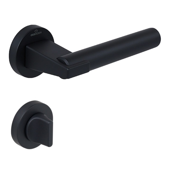 Set maner usa baie Dora Smooth, cu rozeta rotunda, finisaj negru mat CB