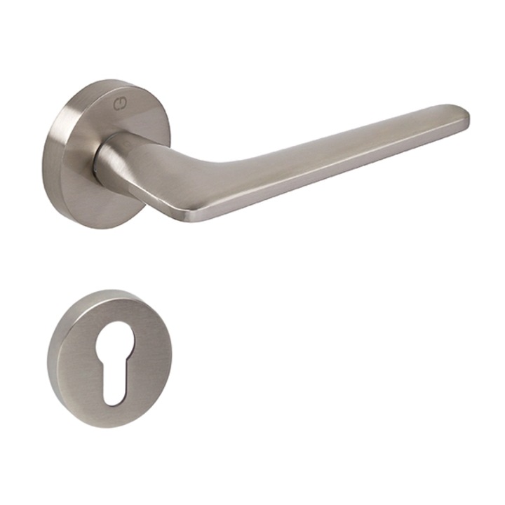 Set maner usa cu cilindru Gigi, cu rozeta rotunda, finisaj nichel satin CB