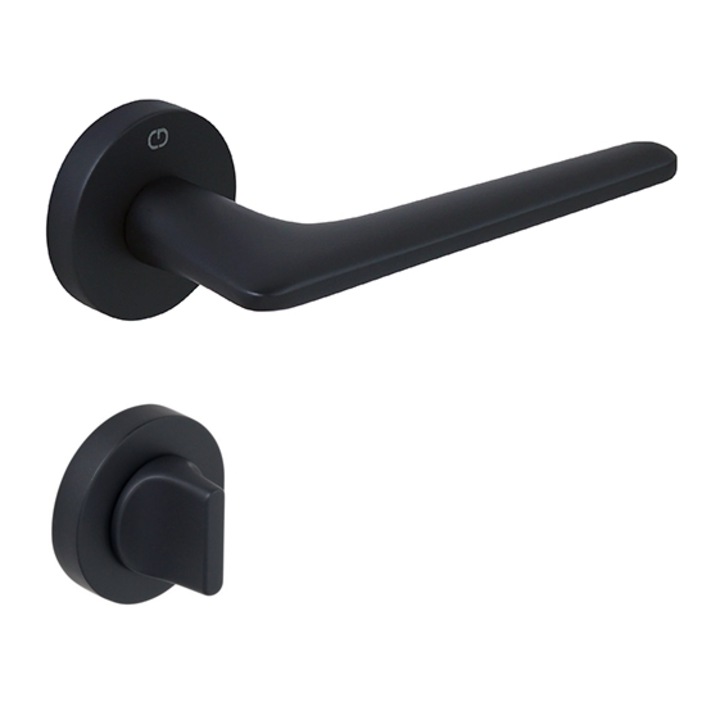 Set maner usa baie Gigi, cu rozeta rotunda, finisaj negru mat CB