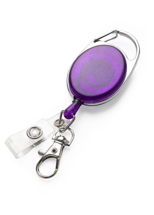 Breloc extensibil pentru insigna de identitate Kwmobile, Violet, Plastic, 45057.38