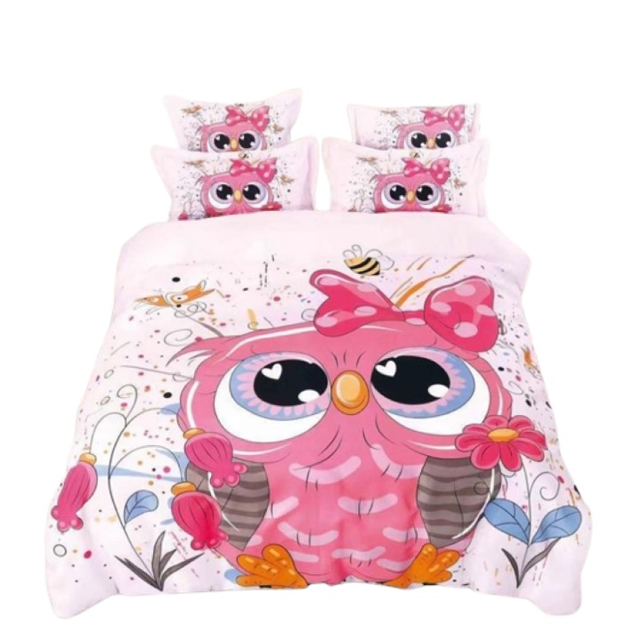Спално бельо, 6 части, 2 лица, 230x250 см, Finet, щампа Sweet Owl, Многоцветно