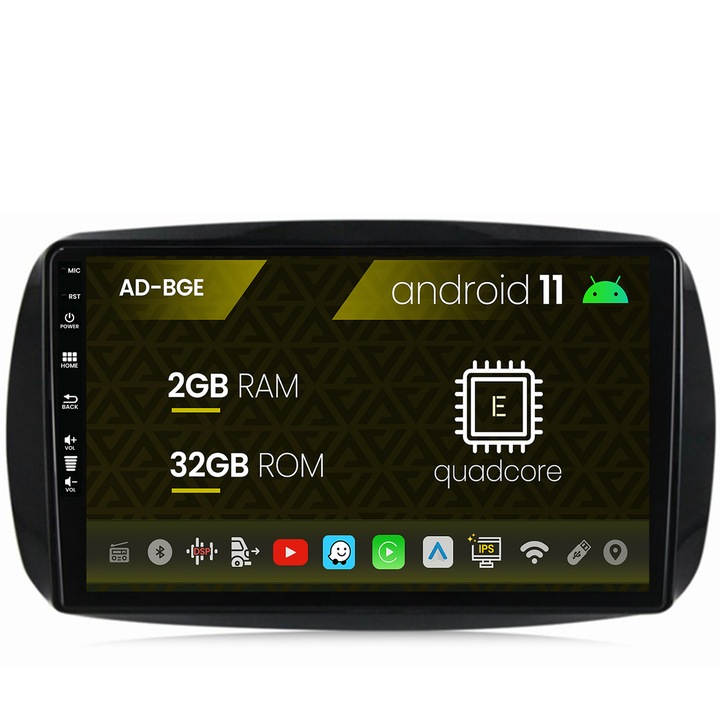 Navigáció Autodrop Smart for Two (2016-Present), Android 11, E-Quadcore, 2GB RAM, 32GB ROM, 9 hüvelyk - AD-BGE9002, AD-BGRKIT412