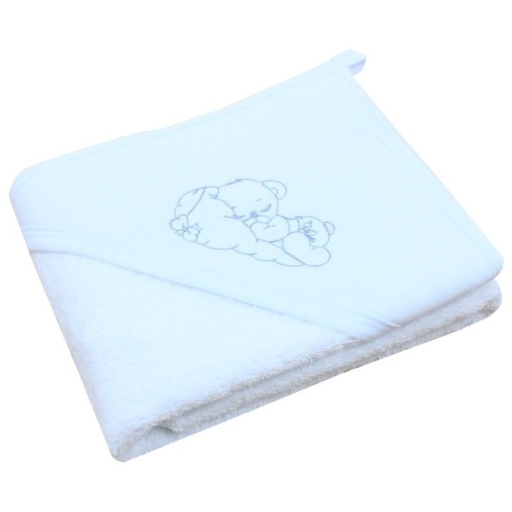 Prosop cu gluga, Ursuletul somnoros gri, bumbac, alb, 75 x 75 cm