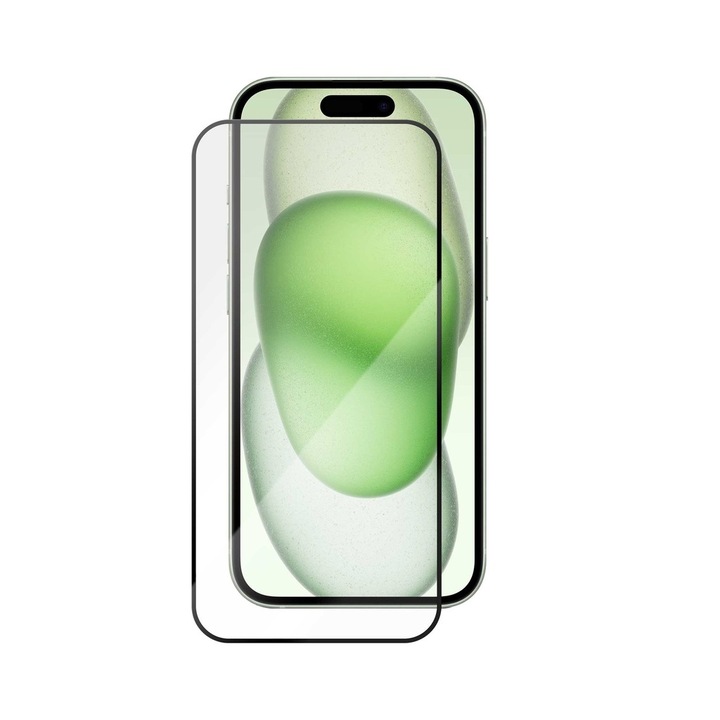 Edzett üveg védőfólia iPhone 15 Vetter Go telefonhoz full frame fekete
