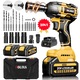 Masina de insurubat cu impact, Folixs®, Motor fara perii, 20 V, 3 Ah, 320 Nm, 800W, 3300 RPM, 2 trepte viteza, 2 acumulatori, 20 accesorii, Galben/negru