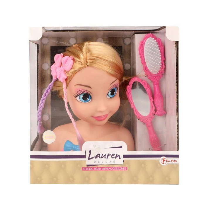 Lauren 4015646 Lauren Deluxe Fésülhető fej tartozékokkal, 13cm