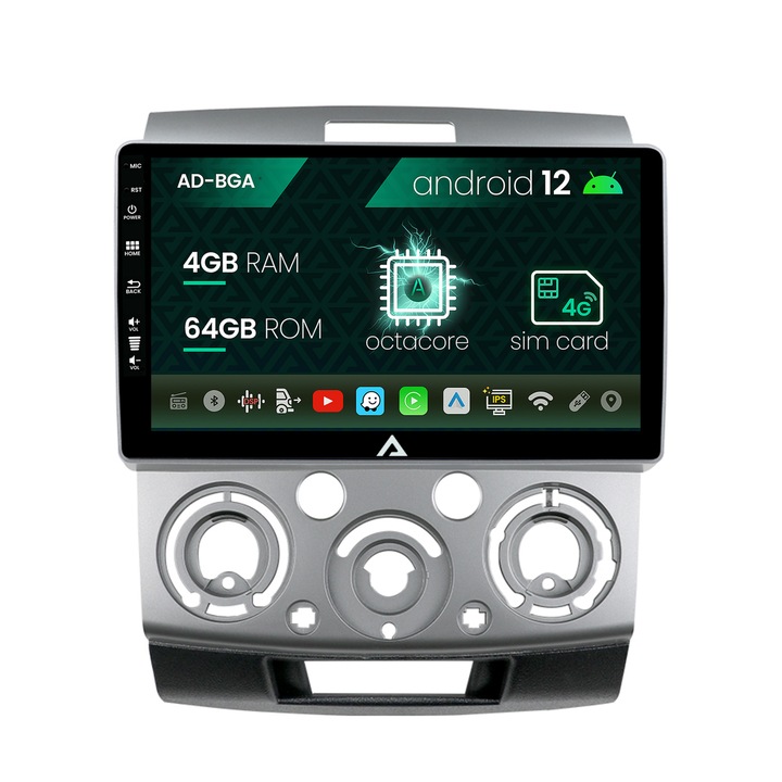 Navigációs autodrop Ford Ranger, Mazda BT50 (2007-2012), Android 12, A-Octacore, 4GB RAM, 64GB ROM, 9 hüvelyk - AD-BGA9004, AD-BGRKIT136