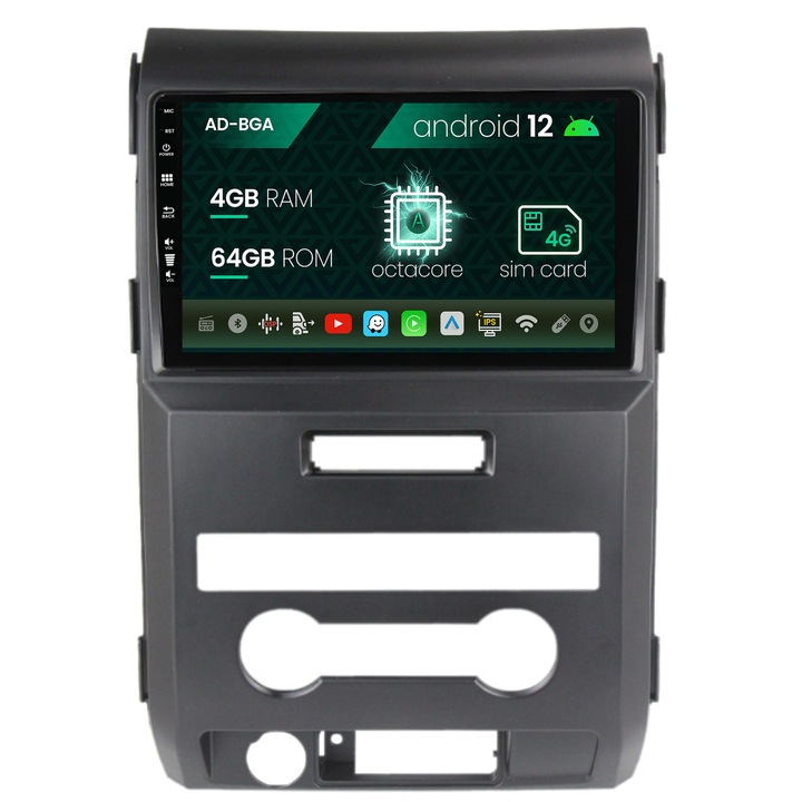 Navigációs autodrop Ford F150 (2008-2014), Android 12, A-Octacore, 4GB RAM, 64GB ROM, 9 hüvelyk - AD-BGA9004, AD-BGRKIT138
