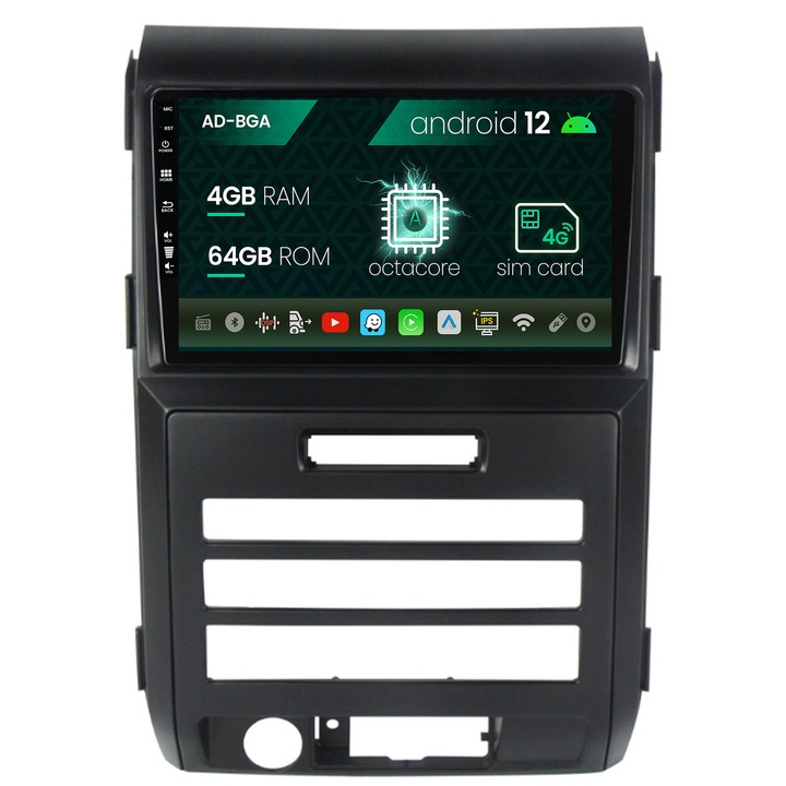 Navigációs autodrop Ford F150 (2008-2014), Android 12, A-Octacore, 4GB RAM, 64GB ROM, 9 hüvelyk - AD-BGA9004, AD-BGRKIT139