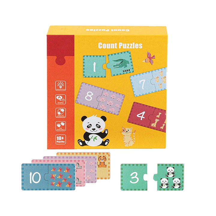 Puzzle De Asociere Animale Cu Cifre, KABI (20 piese)