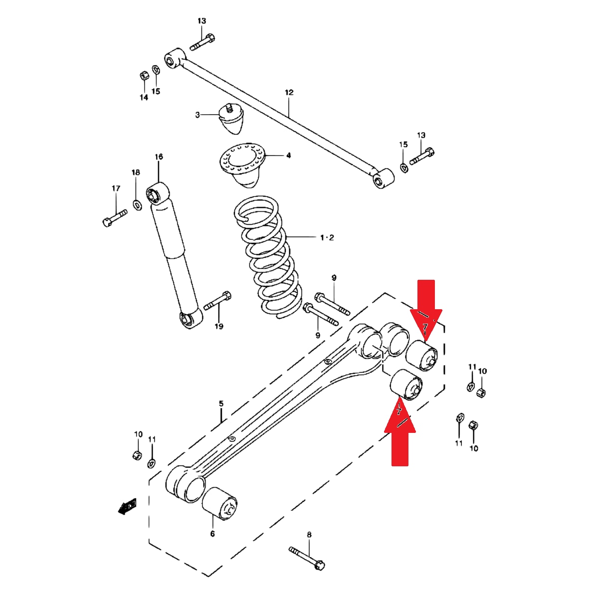 Bucsa brat transversal spate longitudinal, Suzuki, Jimny, Gri