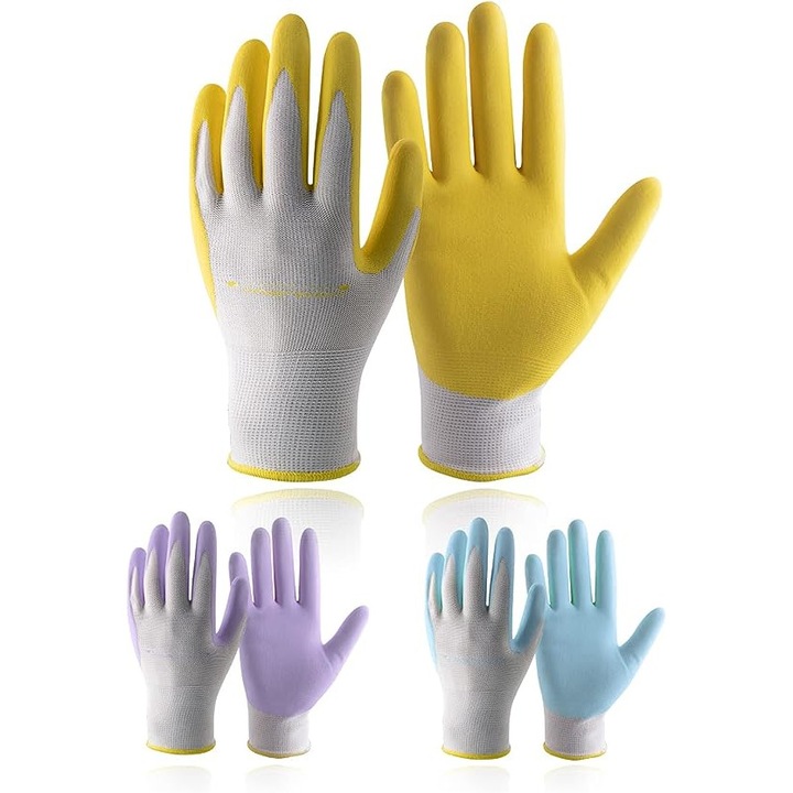 Manusi de protectie, fara latex, pentru lucru in curte, 3 perechi