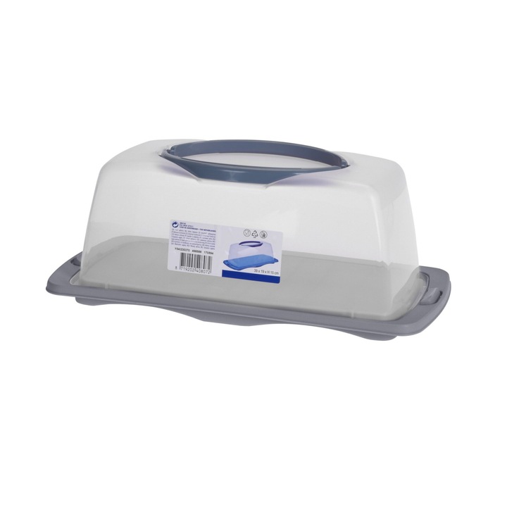 Tava servire si transport prajituri Excellent Houseware, polipropilena, 40x20x15 cm, gri