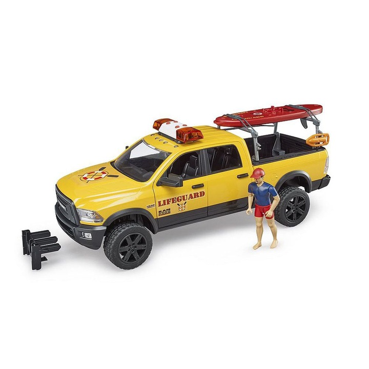 Пикап Bruder - Lifeguard Dodge RAM 2500, С фигура и каяк