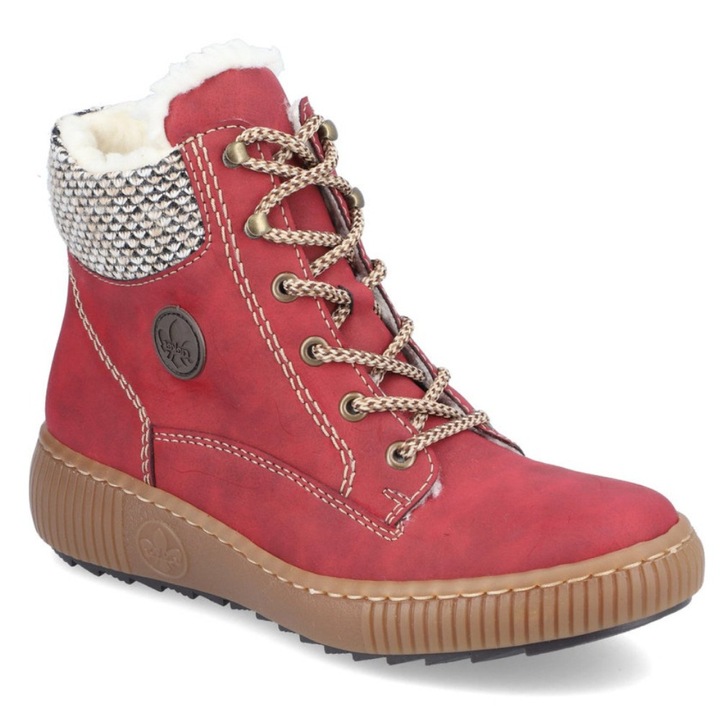 Botine dama, Rieker, Piele ecologica, Rosu, 38 EU