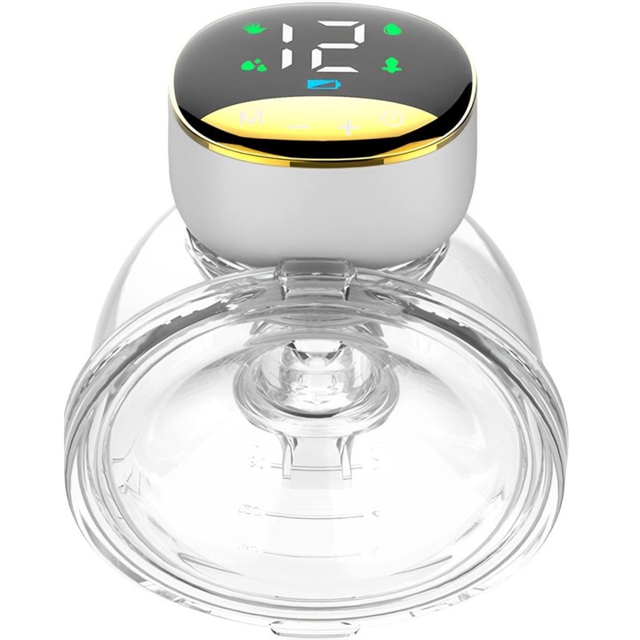 OEM Hordozható elektromos mellszívó, 4 üzemmóddal, 12 fokozatú, alacsony zajszintű szilikon LED kijelzővel, USB újratölthető mellszívó