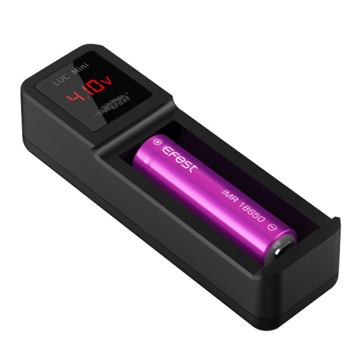 Incarcator baterii lithium-ion Efest Luc - Mini cu USB, Negru