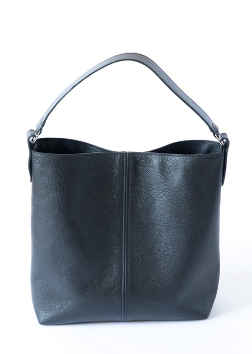 Geanta din piele naturala, Aurora, de umar, Negru