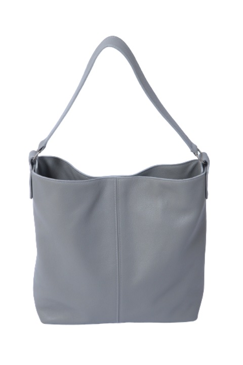 Geanta din piele naturala, Aurora, de umar, Gri