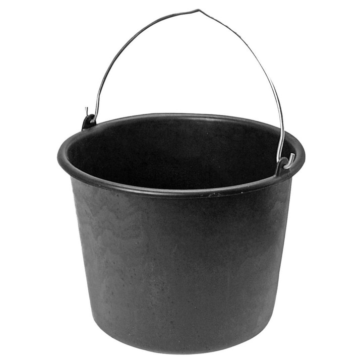Építőipari vödör, Topex, Műanyag/Fém, 16L, Fekete/Ezüst