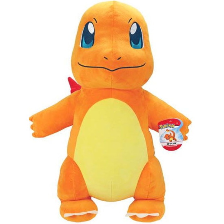 Jucarie de plus Pokemon Charmander, interactiv, de la 3 ani, 55 cm, Portocaliu/Galben