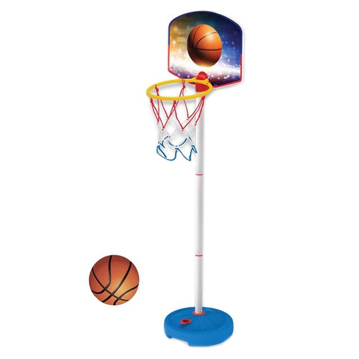 Kosárlabda karika talppal, labdával, állítható magasságú, 126 cm, ATU-087133