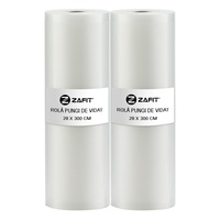 Set 2 role pungi de vidat gofrate ZAFIT™, 28 x 300 cm, pentru aparat de vidat alimente, reutilizabile, rezistente, sous vide, lavabile in masina de spalat, fara BPA, transparent