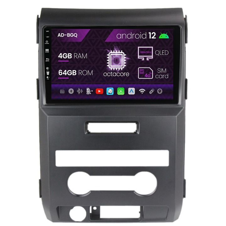 Navigációs autodrop Ford F150 (2008-2014), Android 12, Q-Octacore, 4GB RAM, 64GB ROM, 9 hüvelyk - AD-BGQ9004, AD-BGRKIT138