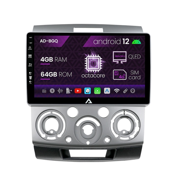 Navigációs autodrop Ford Ranger, Mazda BT50 (2007-2012), Android 12, Q-Octacore, 4GB RAM, 64GB ROM, 9 hüvelyk - AD-BGQ9004, AD-BGRKIT136