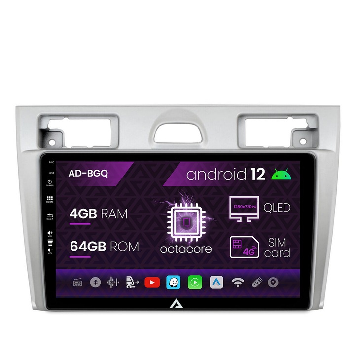Navigációs autodrop Ford Fiesta (2002-2008), Android 12, Q-Octacore, 4GB RAM, 64GB ROM, 9 hüvelyk - AD-BGQ9004, AD-BGRKIT143