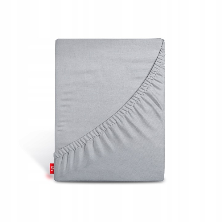 Cearsaf de pat cu elastic groasa saltea 160x200 cm gri, Softimi, inaltime maxima 30 cm, 100% bumbac jerseu, 140g/m2, gros, cearceaf