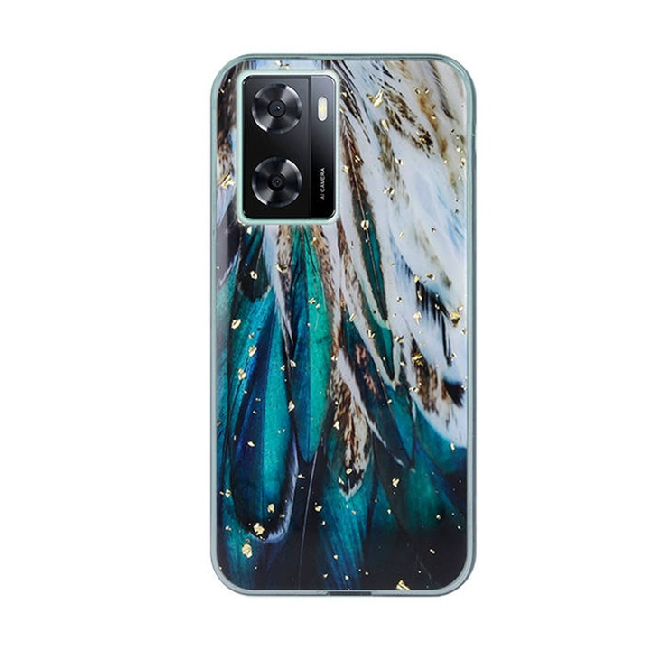 Силиконов калъф Soft Glam, съвместим с Oppo A57/ A57s, изработен от гъвкав и ултра-тънък силикон, с блясък, многоцветен