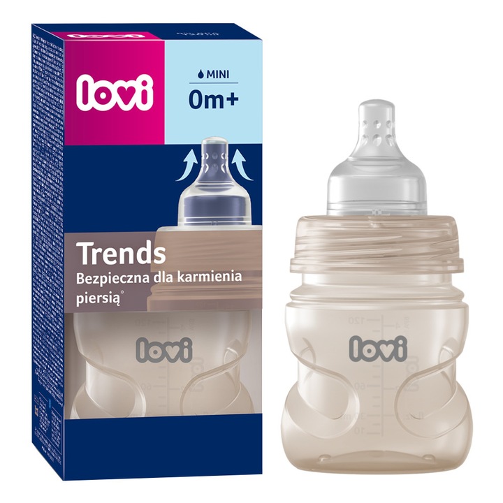 Biberon anti-colici, Lovi, 120ml, Bej