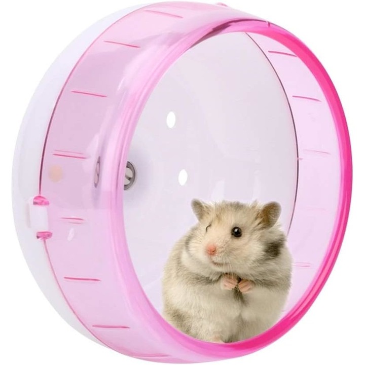 Roata alergare hamster, Jormftte, Plastic, Roz, 11.5x11.5x9 cm