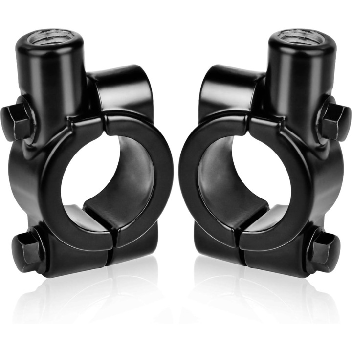 Motorkerékpár tükörtartó, Tovbmup, alumínium, fekete, 22 mm, 2 db-os készlet