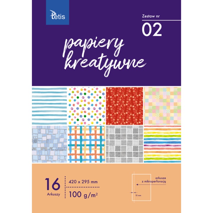 Színes papír, Tetis, 100g/m2, 16 lap