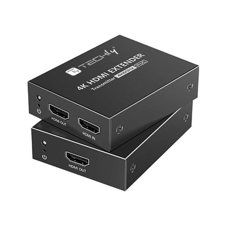 Kit Extender HDMI, 4K@60Hz, pana la 50m, prin cablu Cat.6/6A/7, PoC, Techly, IDATA EXT-465P