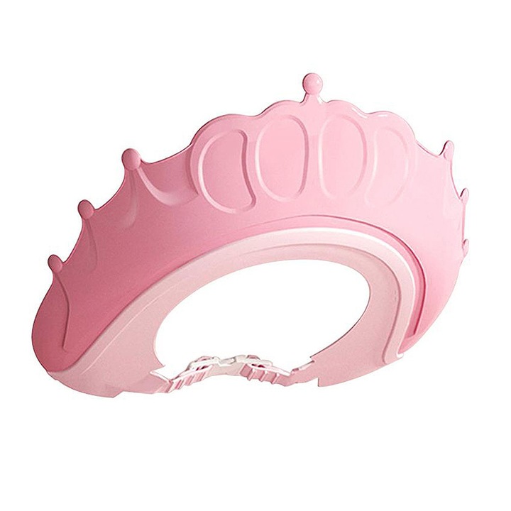 Protectie EDAR Pentru Ochi Si Urechi Impotriva Apei/Samponului, Model Coroana Reginei/Regelui, Pentru Baie, Ideala Pentru Copii/Bebelusi, Silicon/Plastic, Reglabila, Catarama, Roz