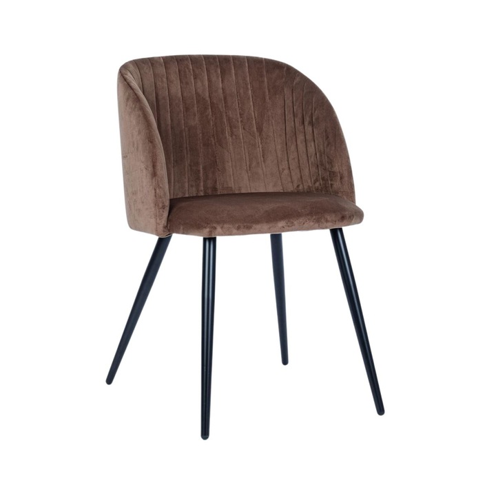 Scaun dining maro-ruginiu/negru din catifea poliester si otel Queen Bizzotto