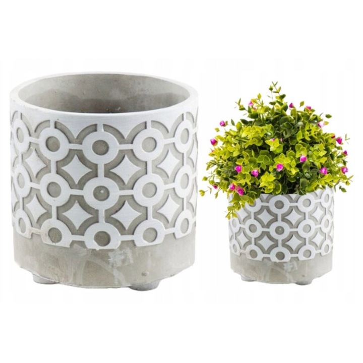 Ghiveci, Polnix, 14 x 13 cm, Beton, Gri