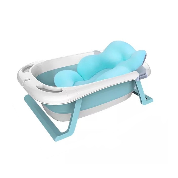 Cadita pliabila cu hamac si termometru pentru copii Blue